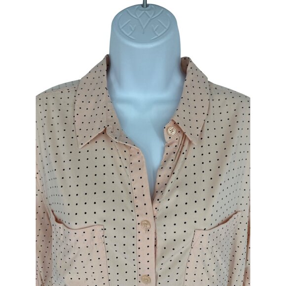 Chico's Silky Soft Pindot Half-Placket Long Sleeve Shirt Womens Size 2 US 12/14 - Picture 2 of 11